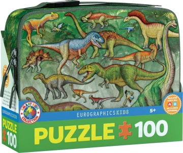 Obrázek k produktu Puzzle ve svačinovém boxu Dinosauři 100 dílků