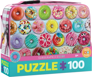 Obrázek k produktu Puzzle ve svačinovém boxu Donuty 100 dílků