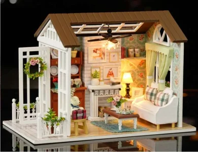 Obrázek k produktu DIY model - Domeček / obývací pokoj  s LED osvětlením 
