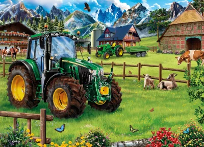 Obrázek k produktu Puzzle Alpská pastvina s traktorem: John Deere 6120M 1000 dílků