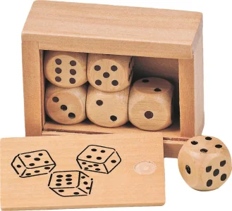 Obrázek k produktu Dřevěné hrací kostky v krabičce (6ks)