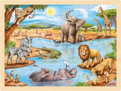 Obrázek k produktu Dřevěné puzzle Africká savana 96 dílků