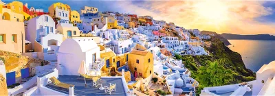 Obrázek k produktu Panoramatické puzzle Západ slunce na Santorini, Řecko 1000 dílků