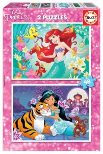 Obrázek k produktu Puzzle Disney princezny: Ariel a Jasmína 2x48 dílků