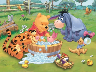 Obrázek k produktu Puzzle Medvídek Pú: Koupel Prasátka 30 dílků