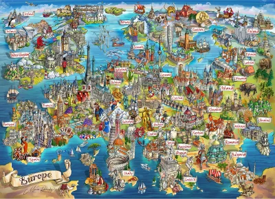 Obrázek k produktu Puzzle Putování po Evropě 1000 dílků