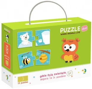 Obrázek k produktu Puzzle Zvířátka a jejich obydlí 12x2 dílky