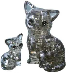 Obrázek k produktu 3D Crystal puzzle Kočka s koťátkem 49 dílků