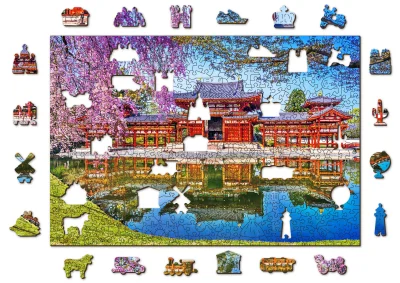 Obrázek k produktu Dřevěné puzzle Chrám Byodo-in, Kjóto, Japonsko 2v1, 505 dílků EKO