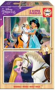 Obrázek k produktu Dřevěné puzzle Disney princezny 2x16 dílků