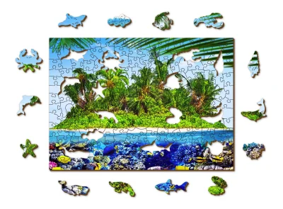 Obrázek k produktu Dřevěné puzzle Exotický ostrov pokladů 2v1, 200 dílků EKO