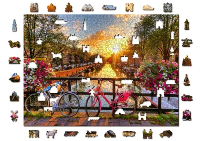 Obrázek k produktu Dřevěné puzzle Kola v Amsterdamu 2v1, 1010 dílků EKO