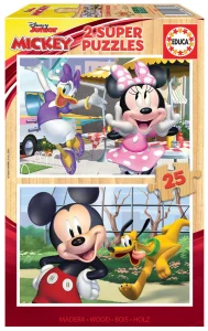 Obrázek k produktu Dřevěné puzzle Mickey a přátelé 2x25 dílků
