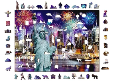 Obrázek k produktu Dřevěné puzzle Noční New York 2v1, 1010 dílků EKO