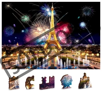 Obrázek k produktu Dřevěné puzzle Noční Paříž 2v1, 600 dílků EKO