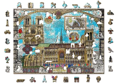 Obrázek k produktu Dřevěné puzzle Katedrála Notre-Dame 2v1, 1010 dílků EKO