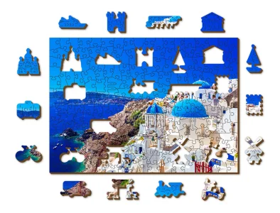 Obrázek k produktu Dřevěné puzzle Santorini, Řecko 2v1, 200 dílků EKO