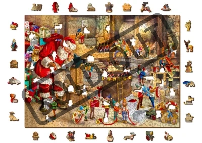 Obrázek k produktu Dřevěné puzzle Santova dílna 2v1, 1010 dílků EKO