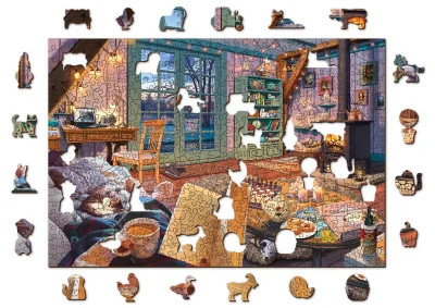 Obrázek k produktu Dřevěné puzzle Útulná chata 2v1, 505 dílků EKO