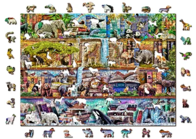 Obrázek k produktu Dřevěné puzzle Úžasné království zvířat 2v1, 1010 dílků EKO