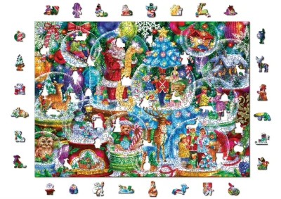 Obrázek k produktu Dřevěné puzzle Vánoční sněžítka 2v1, 1010 dílků EKO