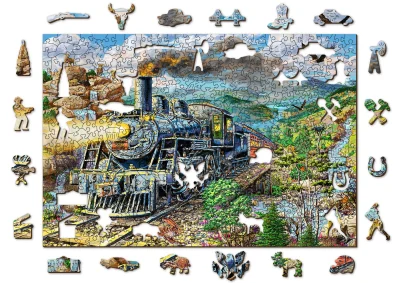 Obrázek k produktu Dřevěné puzzle Železnice 2v1, 505 dílků EKO