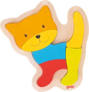 Obrázek k produktu Dřevěné vkládácí puzzle Kočka 6 dílků