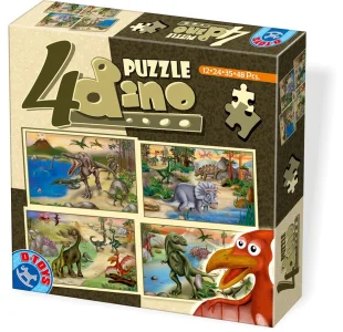 Obrázek k produktu Puzzle Dinosauři 4v1 (12,24,35,48 dílků)