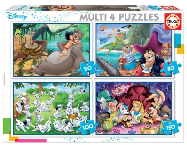 Obrázek k produktu Puzzle Disney pohádky 4v1 (50,80,100,150 dílků)