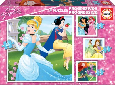 Obrázek k produktu Puzzle Disney princezny 4v1 (12,16,20,25 dílků)