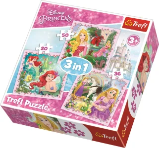 Obrázek k produktu Puzzle Disney princezny s přáteli 3v1 (20,36,50 dílků)