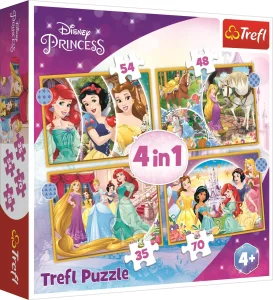 Obrázek k produktu Puzzle Disney princezny: Šťastný den 4v1 (35,48,54,70 dílků)