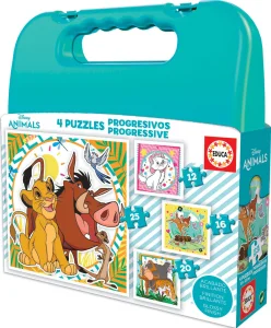 Obrázek k produktu Puzzle v kufříku Disney zvířátka 4v1 (12,16,20,25 dílků)