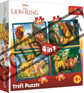 Obrázek k produktu Puzzle Dobrodružství Lvího krále 4v1 (35,48,54,70 dílků)