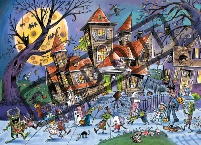 Obrázek k produktu Puzzle DoodleTown: Strašidelný dům 500 dílků