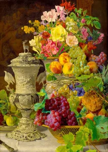 Obrázek k produktu Puzzle Ferdinand Georg Waldmuller: Zátiší s ovocem 1000 dílků