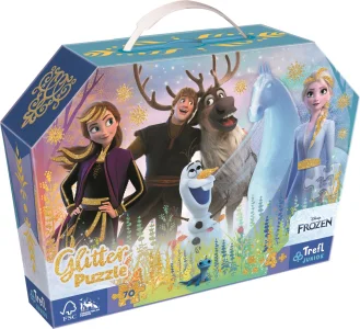 Obrázek k produktu Třpytivé Glitter puzzle v kufříku Disney Frozen: Kouzelné přátelství 70 dílků