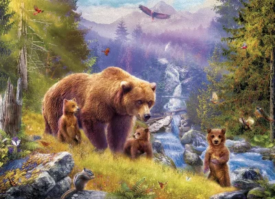 Obrázek k produktu Puzzle Grizzly s mláďaty XL 500 dílků