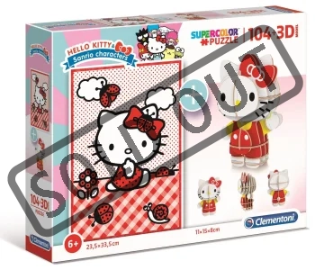 Obrázek k produktu Puzzle Hello Kitty 104 dílků a 3D puzzle Hello Kitty