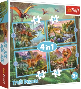 Obrázek k produktu Puzzle Jedineční dinosauři 4v1 (12,15,20,24 dílků)