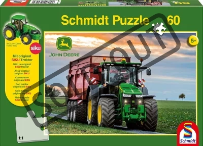 Obrázek k produktu Puzzle John Deere Traktor 8370R 60 dílků + model SIKU