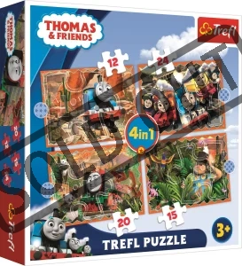 Obrázek k produktu Puzzle Mašinka Tomáš: Cestování 4v1 (12,15,20,24 dílků)