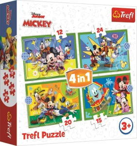 Obrázek k produktu Puzzle Mickeyho klubík: S přáteli 4v1 (12,15,20,24 dílků)