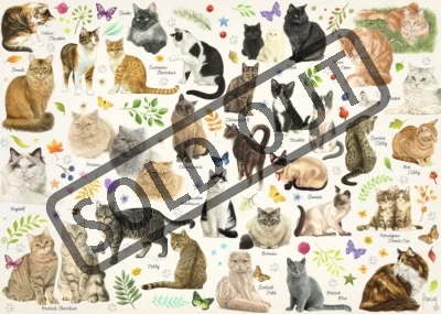 Obrázek k produktu Puzzle Plakát: Kočičí plemena 1000 dílků