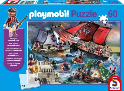 Obrázek k produktu Puzzle Playmobil Piráti 60 dílků + figurka Playmobil