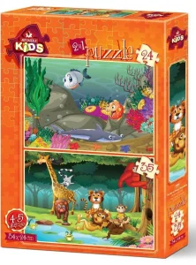 Obrázek k produktu Puzzle Pod mořem a divoká zvířátka 24+35 dílků