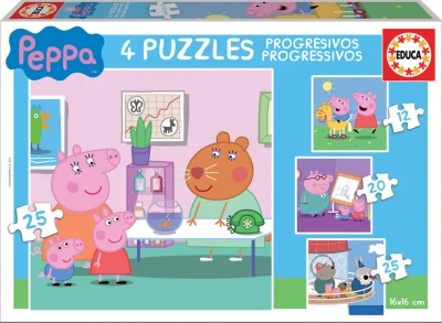 Obrázek k produktu Puzzle Prasátko Peppa 4v1 (12,16,20,25 dílků)