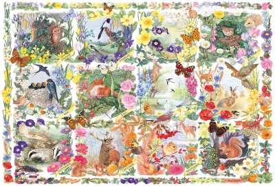 Obrázek k produktu Puzzle Roční období se zvířaty a květinami 200 dílků
