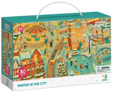 Obrázek k produktu Puzzle s hledáním obrázků Zima ve městě 80 dílků