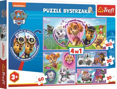 Obrázek k produktu Puzzle s hledáním rozdílů Tlapková patrola 4v1 (30,30,60,160 dílků)